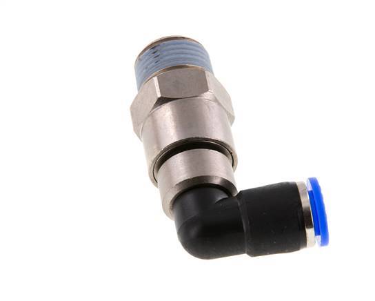 10mm & R1/2'' Elbow Quick Swivel Joint Push-In-Male Threads Nickel-Plated Brass/PBT NBR Rotatable