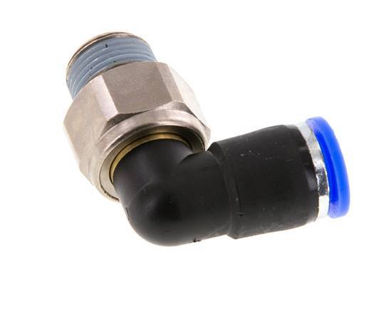 10mm & R3/8'' Elbow Swivel Joint Push-In-Male Threads Nickel-Plated Brass/PBT NBR Rotatable