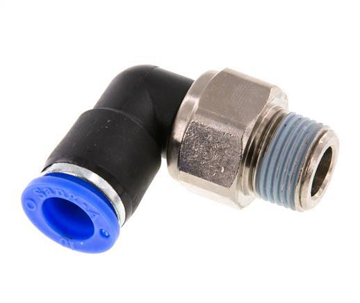 10mm & R3/8'' Elbow Swivel Joint Push-In-Male Threads Nickel-Plated Brass/PBT NBR Rotatable