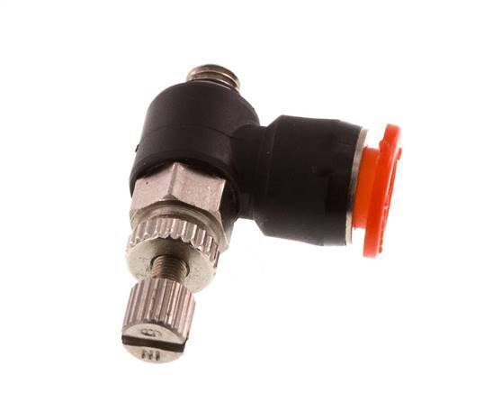 Flow Control Silencer Meter-In Elbow 6 mm - M5 Brass/PBT