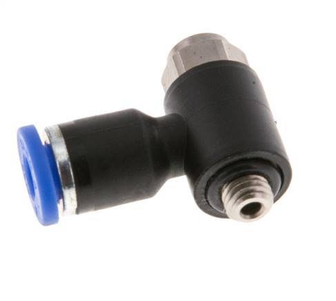 Flow Control Silencer Meter-Out Elbow 4 mm - M5 Brass/PA 66 Slotted Screw