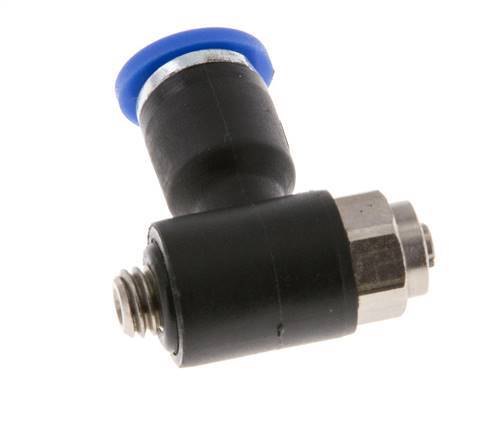 Flow Control Silencer Meter-Out Elbow 4 mm - M5 Brass/PA 66 Slotted Screw