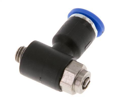 Flow Control Silencer Meter-Out Elbow 4 mm - M5 Brass/PA 66 Slotted Screw