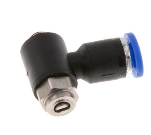 Flow Control Silencer Meter-Out Elbow 4 mm - M5 Brass/PA 66 Slotted Screw