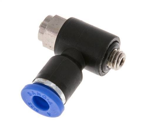 Flow Control Silencer Meter-Out Elbow 4 mm - M5 Brass/PA 66 Slotted Screw