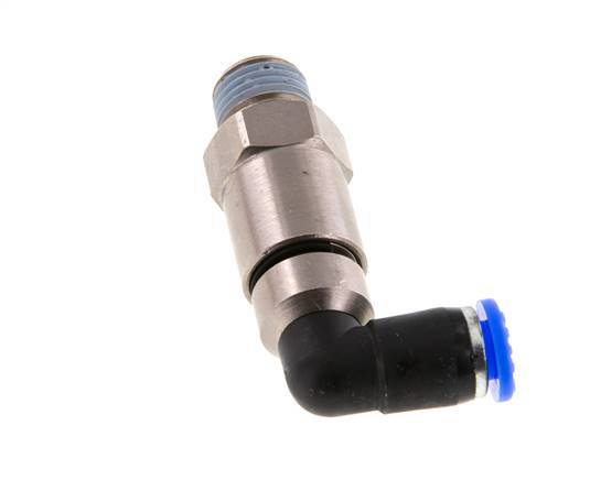 6mm & R1/4'' Elbow Quick Swivel Joint Push-In-Male Threads Nickel-Plated Brass/PBT NBR Rotatable