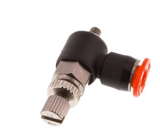 Flow Control Silencer Meter-In Elbow 4 mm - M3 Brass/PBT