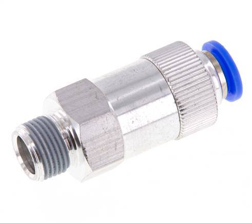 Push-In Check Valve 10mm & R3/8'' Male Aluminum 0.2-10bar (3-145psi) Hose-Thread