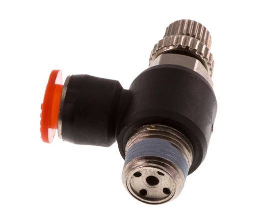 Flow Control Silencer Meter-In Elbow 6 mm - R1/8'' Brass/PBT