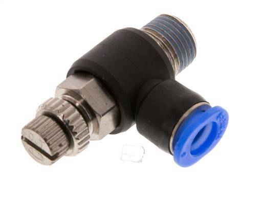 Flow Control Silencer Meter-Out Elbow 6 mm - R1/8'' Brass/PBT