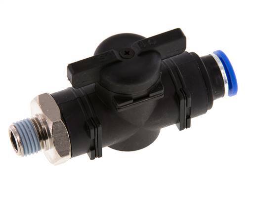 2-Way Straight Ball Valve 10 mm - R1/4'' Plastic/Brass