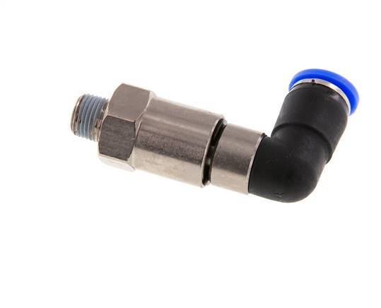8mm & R1/8'' Elbow Quick Swivel Joint Push-In-Male Threads Nickel-Plated Brass/PBT NBR Rotatable
