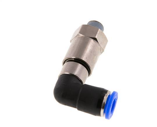 8mm & R1/8'' Elbow Quick Swivel Joint Push-In-Male Threads Nickel-Plated Brass/PBT NBR Rotatable