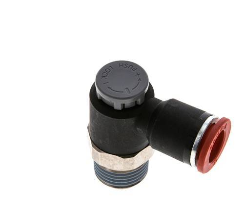 Flow Control Valve Meter-In Elbow 12 mm - R1/2'' Brass/PA 66 Locknut