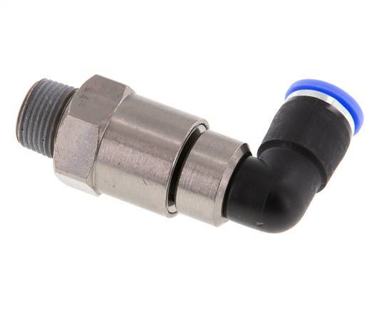 10mm & R3/8'' Elbow Quick Swivel Joint Push-In-Male Threads Nickel-Plated Brass/PBT NBR Rotatable