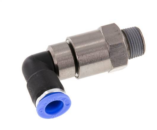 10mm & R3/8'' Elbow Quick Swivel Joint Push-In-Male Threads Nickel-Plated Brass/PBT NBR Rotatable