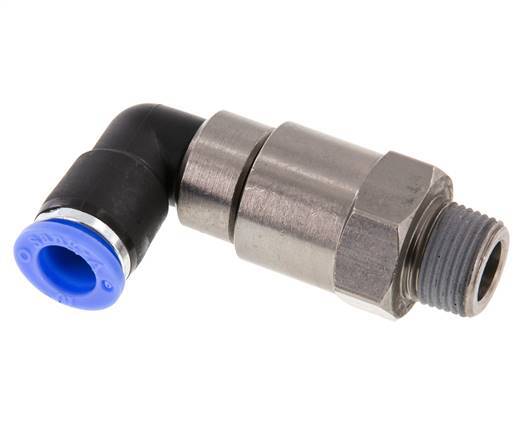 10mm & R3/8'' Elbow Quick Swivel Joint Push-In-Male Threads Nickel-Plated Brass/PBT NBR Rotatable
