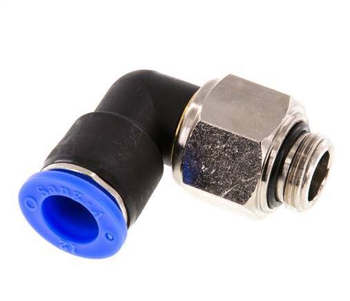 12mm & G3/8'' Elbow Swivel Joint Push-In-Male Threads Nickel-Plated Brass/PBT NBR Rotatable