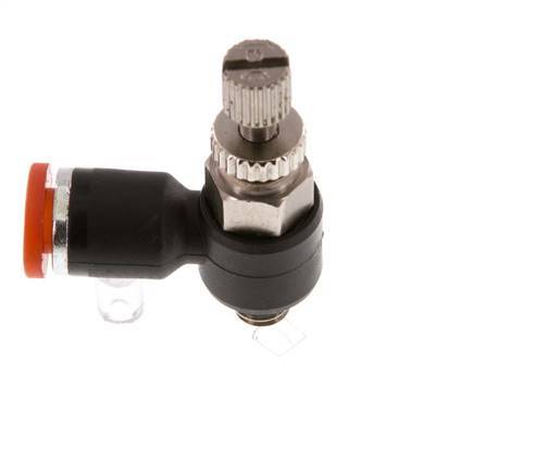 Flow Control Silencer Meter-In Elbow 4 mm - M5 Brass/PA 66