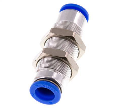 Push-In Fitting 12mm Auto Shut-Off Brass/PBT Bulkhead 0-10bar (0-145psi)