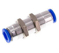 Push-In Fitting 12mm Auto Shut-Off Brass/PBT Bulkhead 0-10bar (0-145psi)