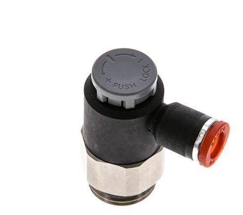 Flow Control Valve Meter-In Elbow 8 mm - G1/2'' Brass/PA 66 Locknut