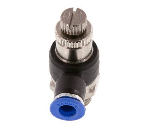 Flow Control Silencer Meter-Out Elbow 6 mm - G1/4'' Brass/PA 66