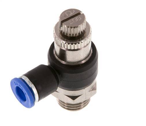 Flow Control Silencer Meter-Out Elbow 6 mm - G1/4'' Brass/PA 66
