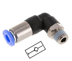 Push-In Fitting 6mm & R1/4'' Male Auto Shut-Off Elbow Brass/PBT 0-10bar (0-145psi) [2 Pieces]