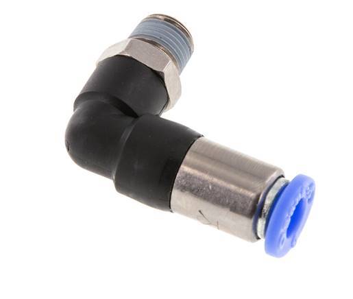 Push-In Fitting 6mm & R1/8'' Male Auto Shut-Off Elbow Brass/PBT 0-10bar (0-145psi) [2 Pieces]
