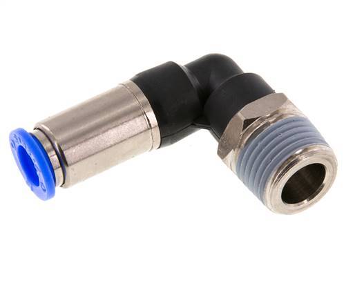 Push-In Fitting 10mm & R1/2'' Male Auto Shut-Off Elbow Brass/PBT 0-10bar (0-145psi)
