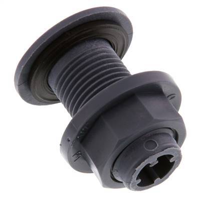 Screw Connection for Drain Cocks G1/2'' DN18 Bulkhead Polypropylene (pp) EPDM 10bar (140.5psi) FDA