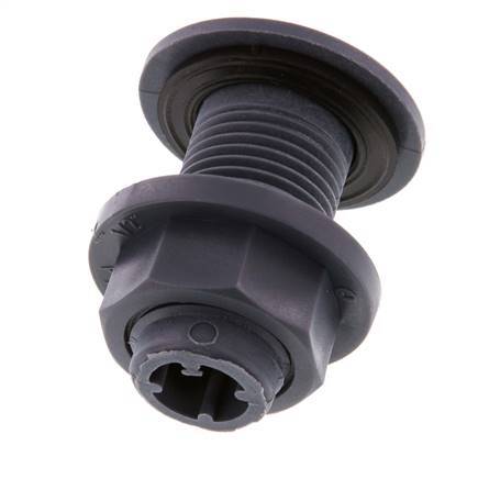 Screw Connection for Drain Cocks G1/2'' DN18 Bulkhead Polypropylene (pp) EPDM 10bar (140.5psi) FDA