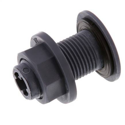Screw Connection for Drain Cocks G1/2'' DN18 Bulkhead Polypropylene (pp) EPDM 10bar (140.5psi) FDA