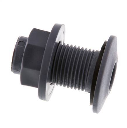 Screw Connection for Drain Cocks G1/2'' DN18 Bulkhead Polypropylene (pp) EPDM 10bar (140.5psi) FDA