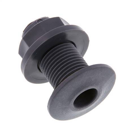 Screw Connection for Drain Cocks G1/2'' DN18 Bulkhead Polypropylene (pp) EPDM 10bar (140.5psi) FDA