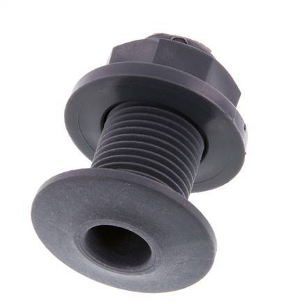 Screw Connection for Drain Cocks G1/2'' DN18 Bulkhead Polypropylene (pp) EPDM 10bar (140.5psi) FDA