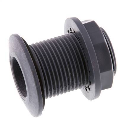 Screw Connection for Drain Cocks G1'' DN24 Bulkhead Polypropylene (pp) EPDM 10bar (140.5psi) FDA
