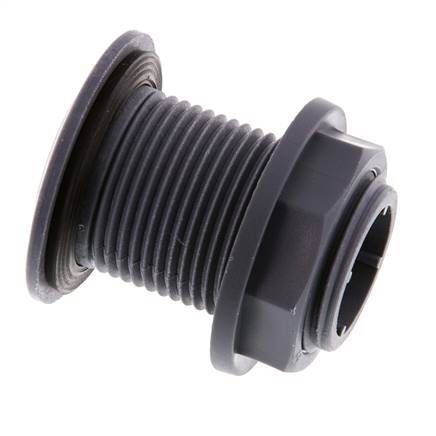 Screw Connection for Drain Cocks G1'' DN24 Bulkhead Polypropylene (pp) EPDM 10bar (140.5psi) FDA