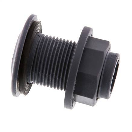Screw Connection for Drain Cocks G3/4'' DN29.5 Bulkhead Polypropylene (pp) EPDM 10bar (140.5psi) FDA