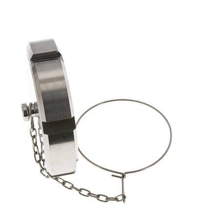 Cap Nut Rd95 X 1/6'' DN 65 Stainless Steel 1.4301 NBR DIN 11851 FDA 21 with Chain