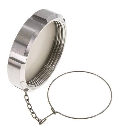 Cap Nut Rd95 X 1/6'' DN 65 Stainless Steel 1.4301 NBR DIN 11851 FDA 21 with Chain
