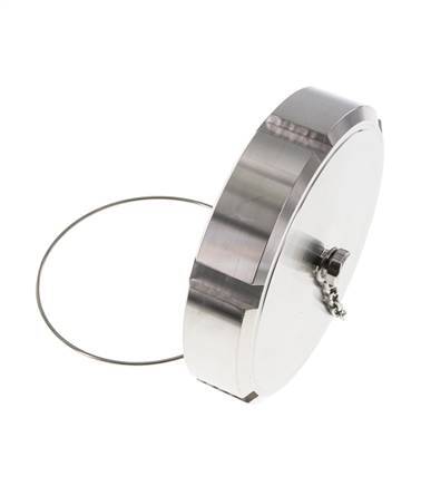 Cap Nut Rd110 X 1/4'' DN 80 Stainless Steel 1.4404 NBR DIN 11851 FDA 21 with Chain