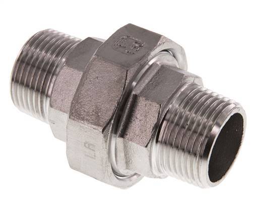 Union Straight Connector R1'' Stainless Steel Flat Seal PTFE 16bar (224.8psi)