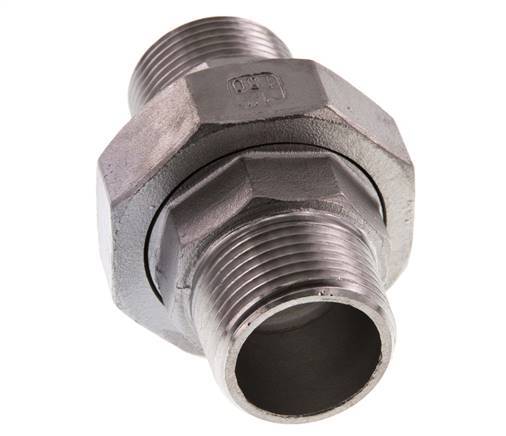 Union Straight Connector R1'' Stainless Steel Flat Seal PTFE 16bar (224.8psi)