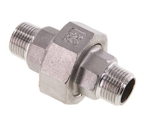 Union Straight Connector R3/8'' Stainless Steel Flat Seal PTFE 16bar (224.8psi)