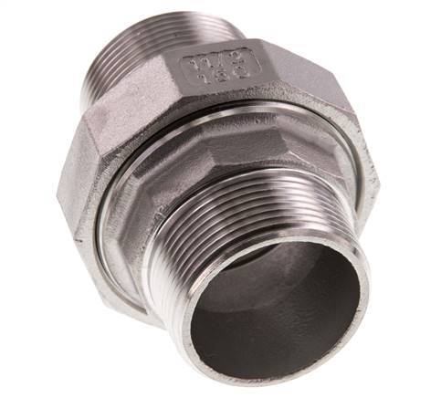 Union Straight Connector R1 1/2'' Stainless Steel Flat Seal PTFE 16bar (224.8psi)