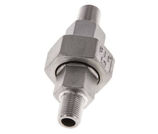 Union Straight Connector R1/8'' Stainless Steel Flat Seal PTFE 16bar (224.8psi)