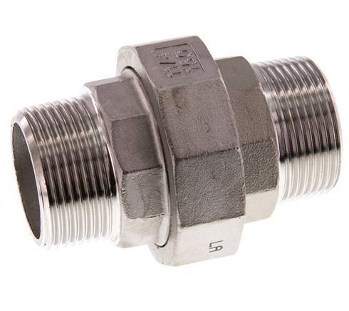 Union Straight Connector R1 1/4'' Stainless Steel Flat Seal PTFE 16bar (224.8psi)