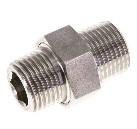 Double Nipple R1/2'' Separable Stainless Steel Flat Seal PTFE 40bar (562.0psi)